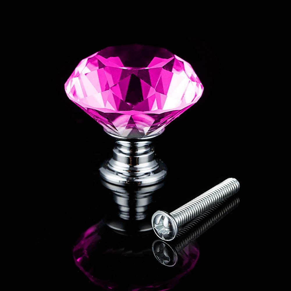 Yourgift Drawer Knobs Diamond Shaped Crystal Glass 30mm Cabinet Knobs Pull Handl
