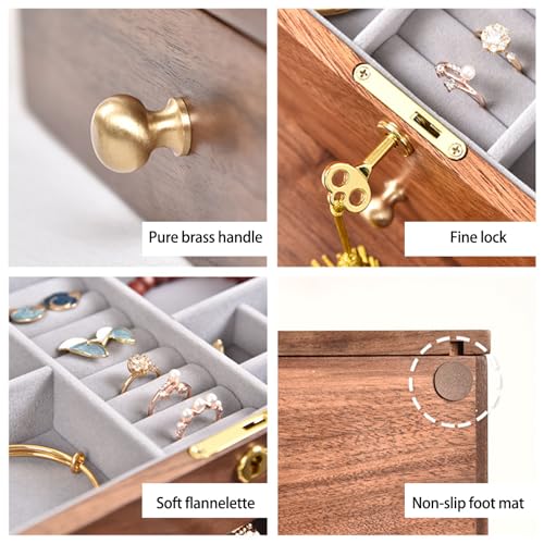 Étui à bijoux en bois pour coiffeuse boîte de rangement double couche de voyage