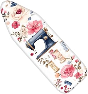 Nuxovilar Vintage Sewing Machine & Floral Pattern Ironing Board Cover, 15×54inch, Fits Most Standard Boards, Dust - Proof Home Decoration Accessory