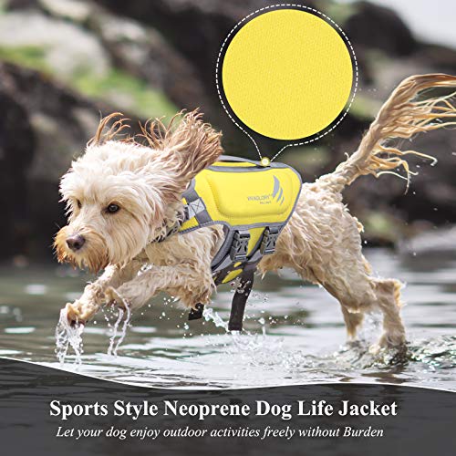 Vivaglory Neoprene Dog Life Vest, Reflective Puppy Life Jacket With Superior Buoyancy And Rescue Handle, Lemon Yellow, Extra Small #TOP2