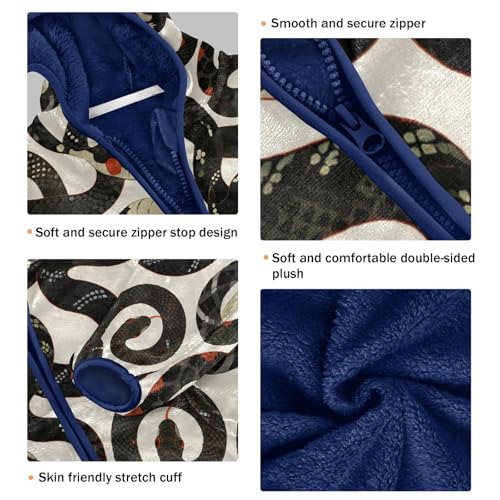 Snake Pattern with Black White Toddler Fleece Jacket Girl Boys Hooded Fleece Jacket Coat Warm Outwear Zip-up 3-10T3