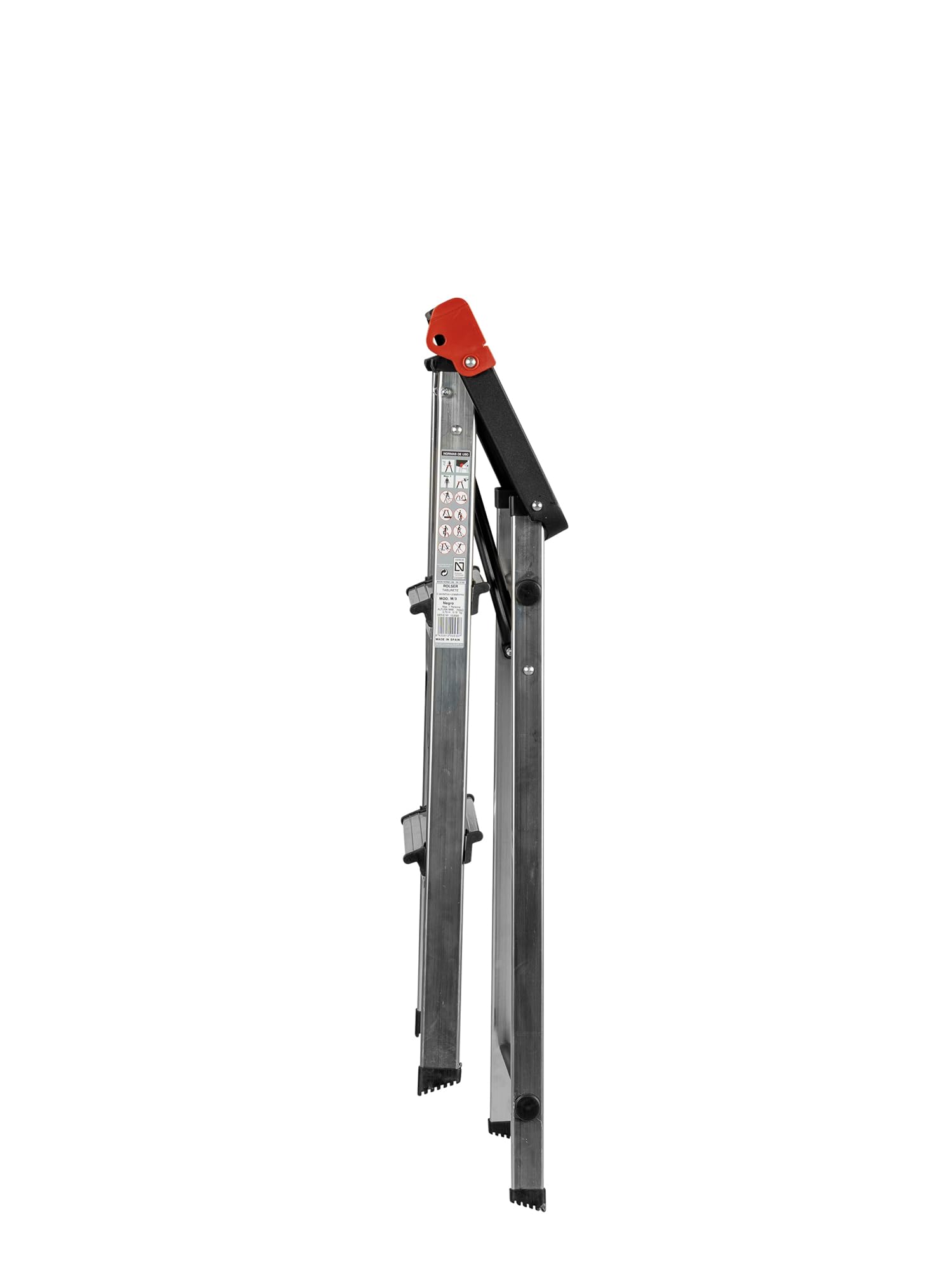 Taburete Plegable Rolser de Aluminio M3 220 Peldaño Ancho - Negro