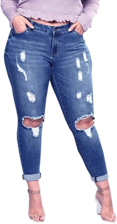Pantaloni Jeans Jeans Strappati Donna da Jeans Attillati Semplice Glamorous  da Uomo Attillati (Color : Blau, Size : 2XL) : Amazon.it: Abbigliamento
