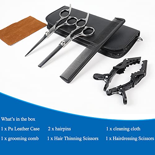 Foto von ANGNYA Friseurschere Set 6 Zoll Professionelle Haarschere Set，Scharfe Haarschneideschere mit Kamm Friseurscheren für Damen und Herren Effilierscheren für Barbier / Friseur / Anfänger