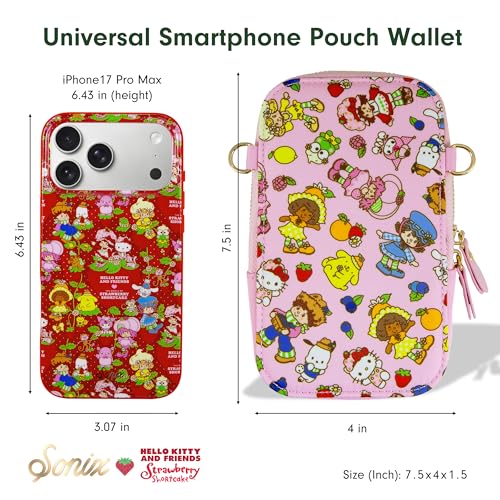 Image of Sonix x Sanrio Phone Pouch - Universal Smartphone Purse and Wallet, Crossbody and Shoulder Bag | Hello Kitty & Friends x Strawberry Shortcake