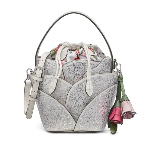 KARL LAGERFELD Paris Women's Ikon Bucket Bag, White/Silver, One Size