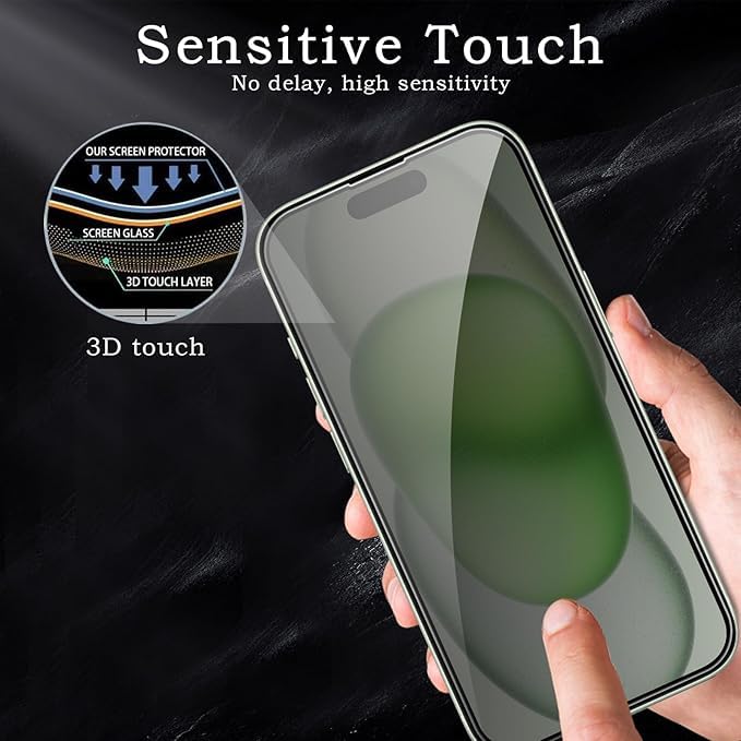 Image of [ 2+2 Pack Privacy Screen Protecor for iPhone 15 Plus Anti-Spy Shatterproof Tempered Glass with Camera Lens Tempered Glass 9H Hardness Bubble Free Anti-Glare Case Friendly