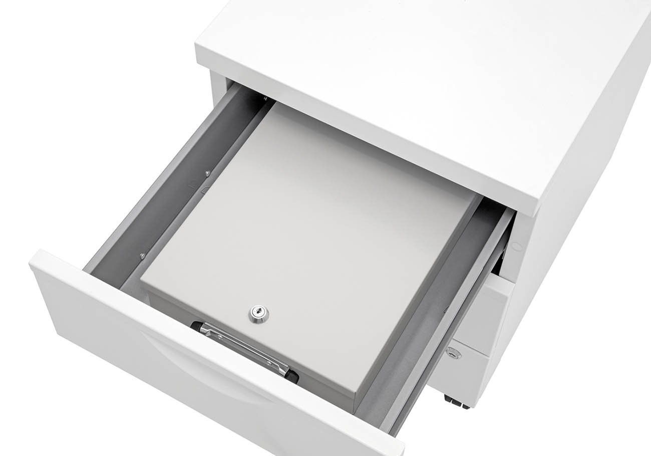 Wedo 1021537 kaseta na dokumenty A4, 35,5 x 26 x 6,7 cm, zamek bezpieczeństwa, 2 klucze, uchwyt walizki, przykręcana, blacha stalowa, jasnoszary