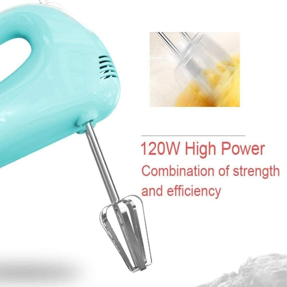 Hand Mixer Electric 5 Speed 120W Power Mixer Electric Handheld Kitchen Mixer with Stainless Steel Attachments (2 Beaters 2 Dough Hooks) - Green