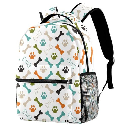 Sac à dos d'école motif pattes de chat et chien multicolore 40cm pour ados