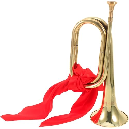 ibasenice Copper Alloy Trumpet 12.20 Inch Golden Wind Instrument Bugle Lightweight Beginner Musical Instrument for Practice and Performance