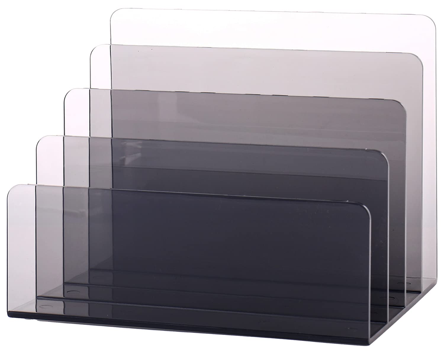 Sooyee Organiseur de fichiers, organiseur de dossiers à 4 compartiments, en acrylique, organiseur de dossiers pour bureau, décorations de bureau pour le travail, noir transparent