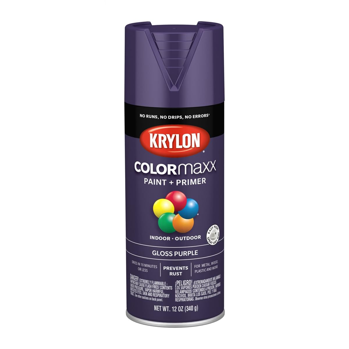 Krylon K05533007 COLORmaxx Spray Paint and Primer for Indoor/Outdoor Use, Gloss Purple 12 Ounce (Pack of 1)