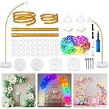 AerWo Lighted Balloon Arch Kit 9.35FT & 6FT, Free Bending Half Balloon Arch Stand with Base, Floor Gold Balloon Arch Frame for Wedding Birthday Party Baby Shower Yard Lawn Home Christmas Decorations
