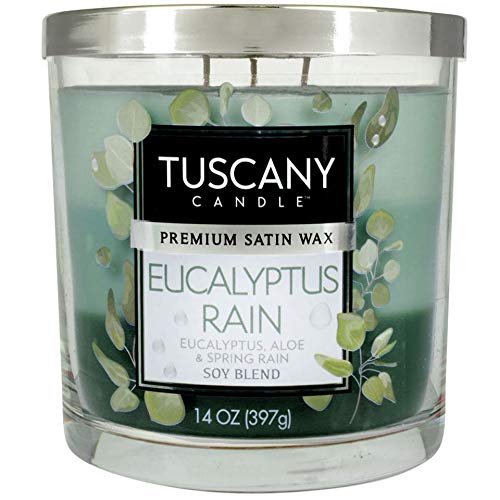 Tuscany Eucalyptus Rain 3-Wick Glass Jar Candle, 14 Ounce #TOP26