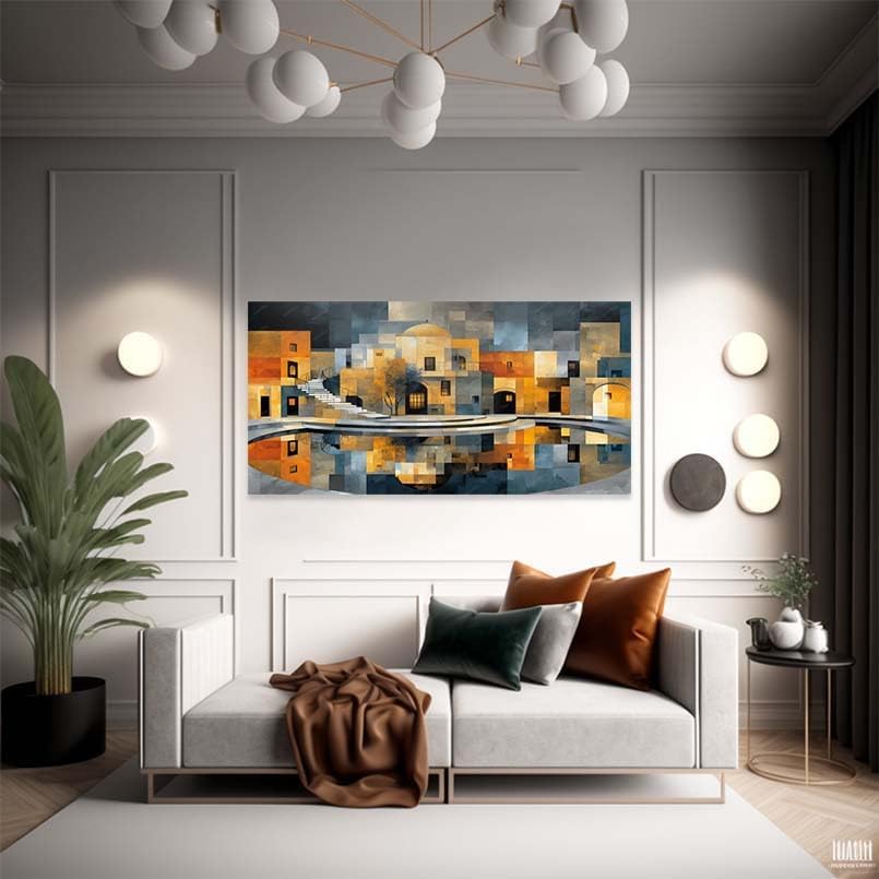 Lienzo de arquitectura geométrica para decoración del hogar moderna y minimalista en 40x80cm