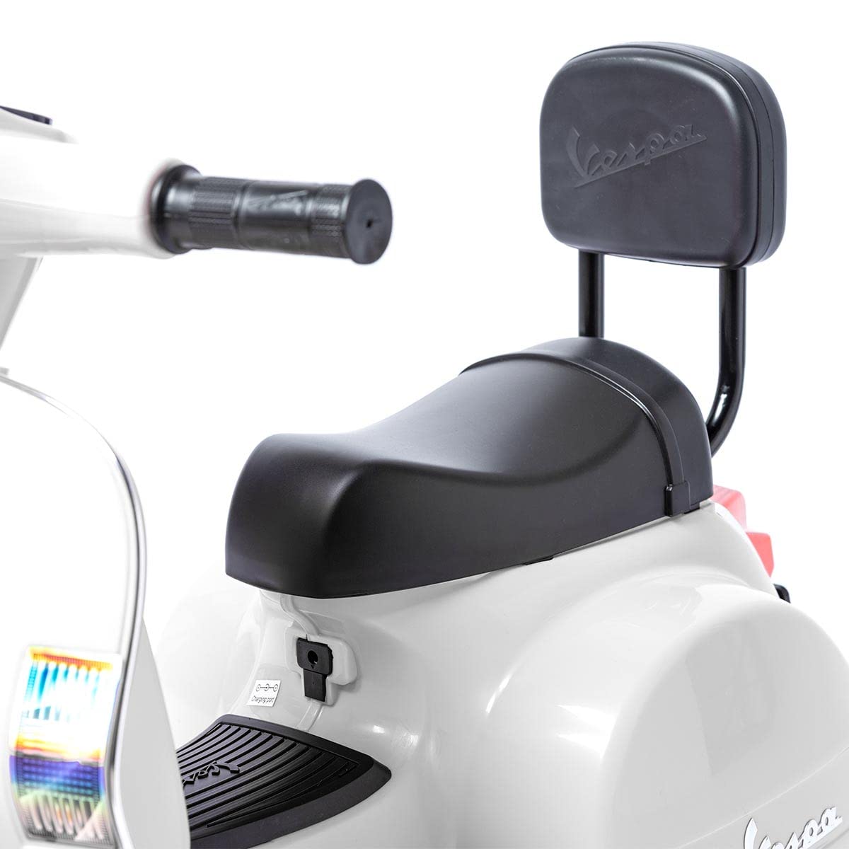 Vespa PX150 MINI Moto Elettrica Bianca per Bambini 6V con Luci LED, Musica, Ruote Laterali e Licenza Ufficiale Piaggio