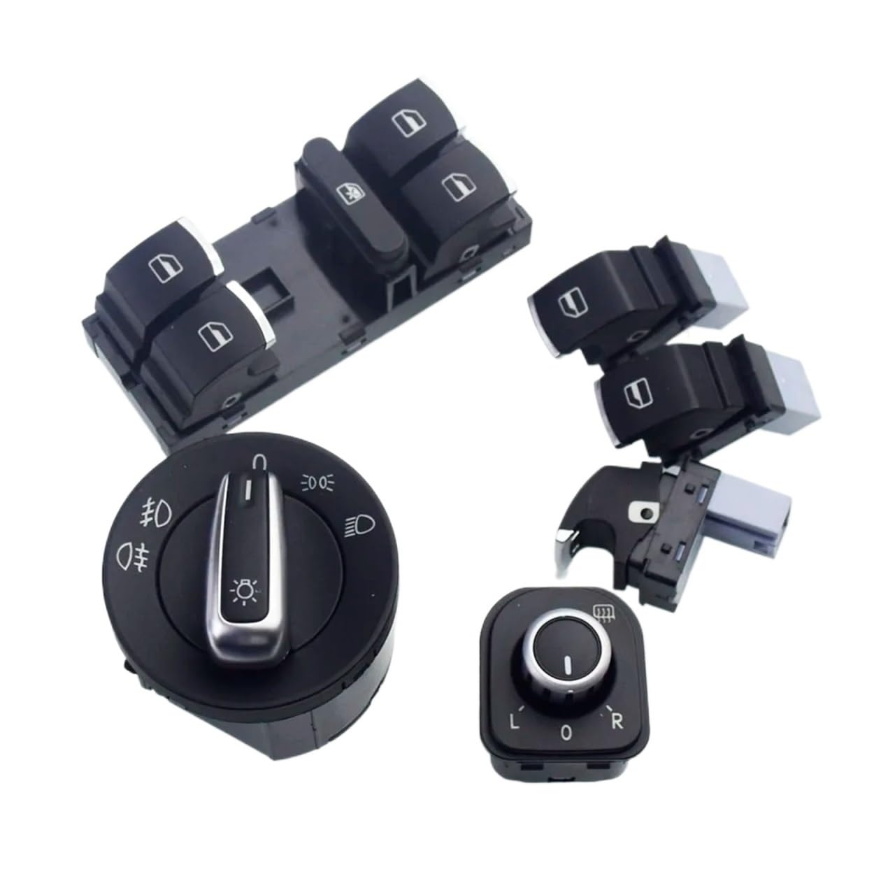 Chrome Faro Interruttore + Power Window Master Switch Per VW Per Golf 5 6 Mk5 Per Jetta Per Passat B6 Per Touran 5ND941431B 5ND959855 interruttore specchio laterale(UN)