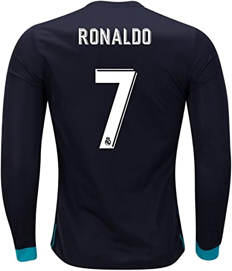 2017-2018 Ronaldo 7 Real Madrid Away Long Sleeve Jersey Men's Color Black Size L