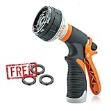MDZZ Garden Hose Nozzle, Superior Lightweight 8 Adjustable Watering Patterns Metal Water Spray Nozzle, High Pressure and Slip Resistant Rubberized Grip, for Cleaning, Car Wash and Shower Pets