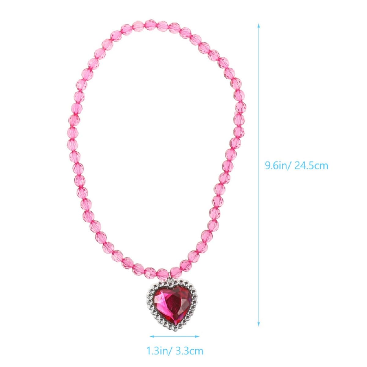 TASMAI MARKETING Girls Princess Jewellery Set – Heart Pendant Necklace, Bracelet & Clip-On Earrings,Ring – Dress-Up Accessories for Kids, Toddler Costume Jewelry, Party Favor Gift Set (RoseRed)