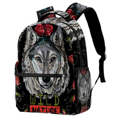 Sac à dos d'école loup anti-usure pour adolescents évitant les fermetures cassées
