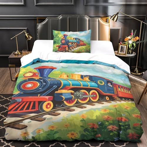 Ensemble de literie train à vapeur 3 pièces en microfibre super douce premium