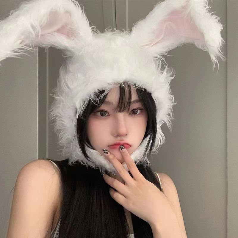 Amazon.co.jp: ウサギ帽子 かぶりものグレー兎 ラビット 長毛 キャップ