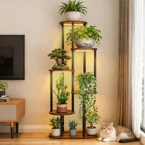 La mejor comparación de Plantas que Puedes Comprar On-line. 43 FURRIFIC Soporte para Plantas con Luz de Crecimiento 6 Niveles, Maceteros para Interior y Exterior, Estante de Hierro Resistente Mueble para Plantas Organizador de Sala,...