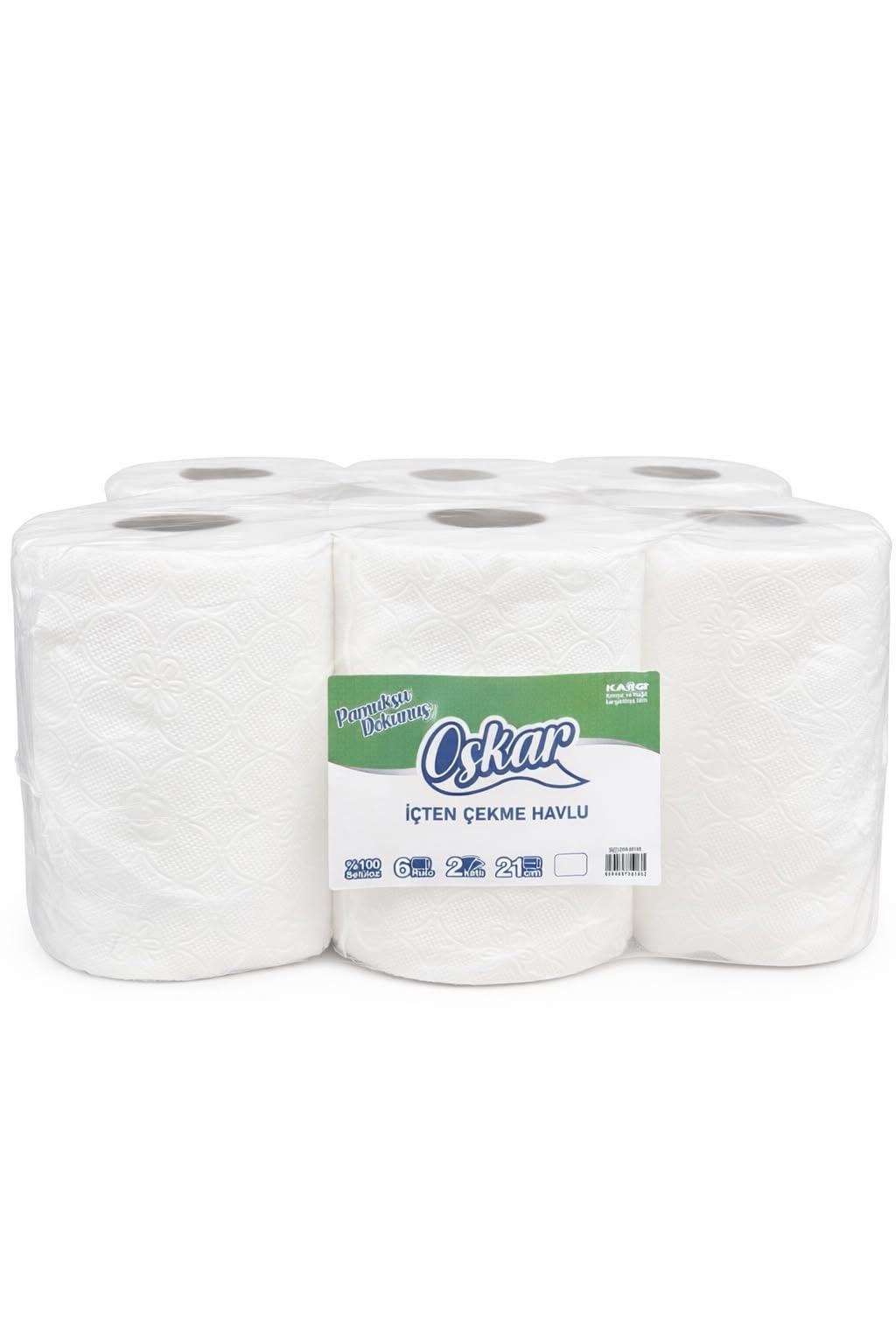 Oskar İçten Çekme Kağıt Havlu,%100 Selüloz, 2 Katlı, 21 cm…