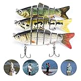 WADSN Fishing Lures for Bass Trout Segmented Multi Jointed Swimbaits Slow Sinking Swimming Lures Freshwater Saltwater Bass Fishing Lures Kit Lifelike,3 Packs