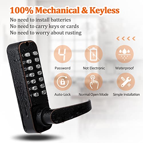 Codace Keyless Entry Door Lock With Keypad, Double Sided Keypads Door Lock With Handle, Digital Front Door Lock Set, Combination Mechanical Gate Lock For Outdoor Fence, Passage Mode- Not Deadbolt Lock #TOP1