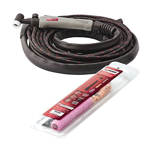 Firepower 1442-0021 Tig Welding Torch for MST140i, 180i, 220i, DC, 26V, 200A, 12' Lead, Includes (2) Collets, (2) Collet Bodies, (2) Cup Aluminas, (2) Tungsten Electrodes, (1) Short and Long Back Cap