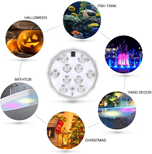 LEDGLE Poolbeleuchtung Unterwasser Led Licht wasserdichte RGB Beleuchtung mit RF Fernbedienung 10 LED Lampe für Teich… – Bild 3