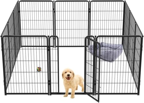 【Deronder】犬 サークル ペットフェンス ペットケージ 犬 ゲージ 中大型犬用 スチール製 コンパクト 6/8/12枚組 高さ60/80/100cm 室内外兼用 折り畳み式 組立簡単 軽量 持ち運び便利 (幅80×高さ100CM 12枚)