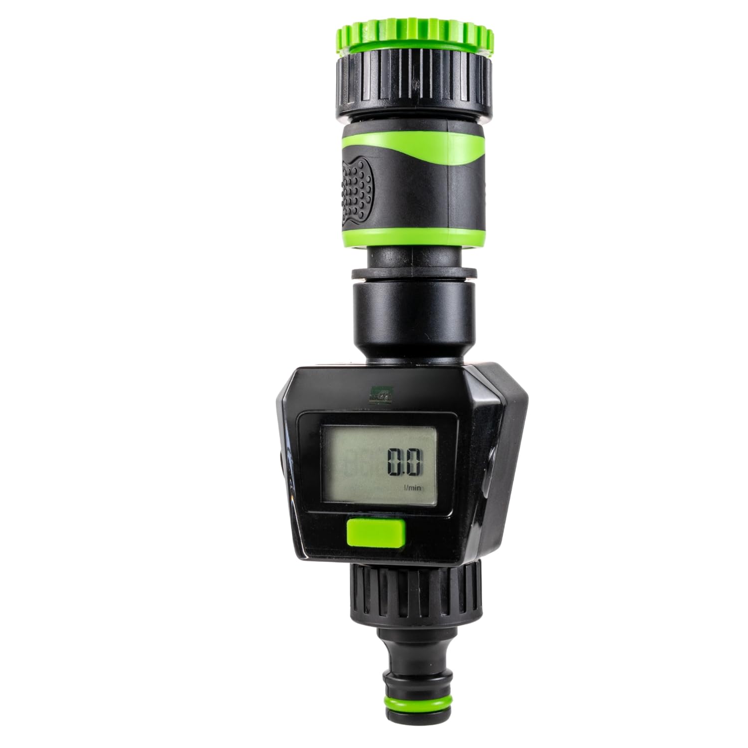 Water Flow Meter Garden Watering Measure Tap Connector Quick Connect 3/4" Green Digital Display Accurate Usage Reader