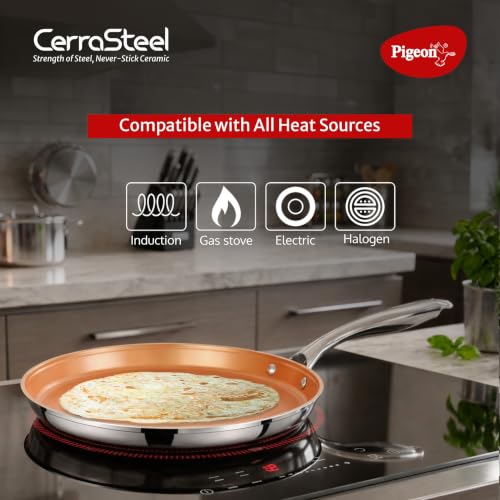 Image of Pigeon Cerrasteel 31cm Ceramic Tawa | Non-Stick| Ceramic Coated| Copper