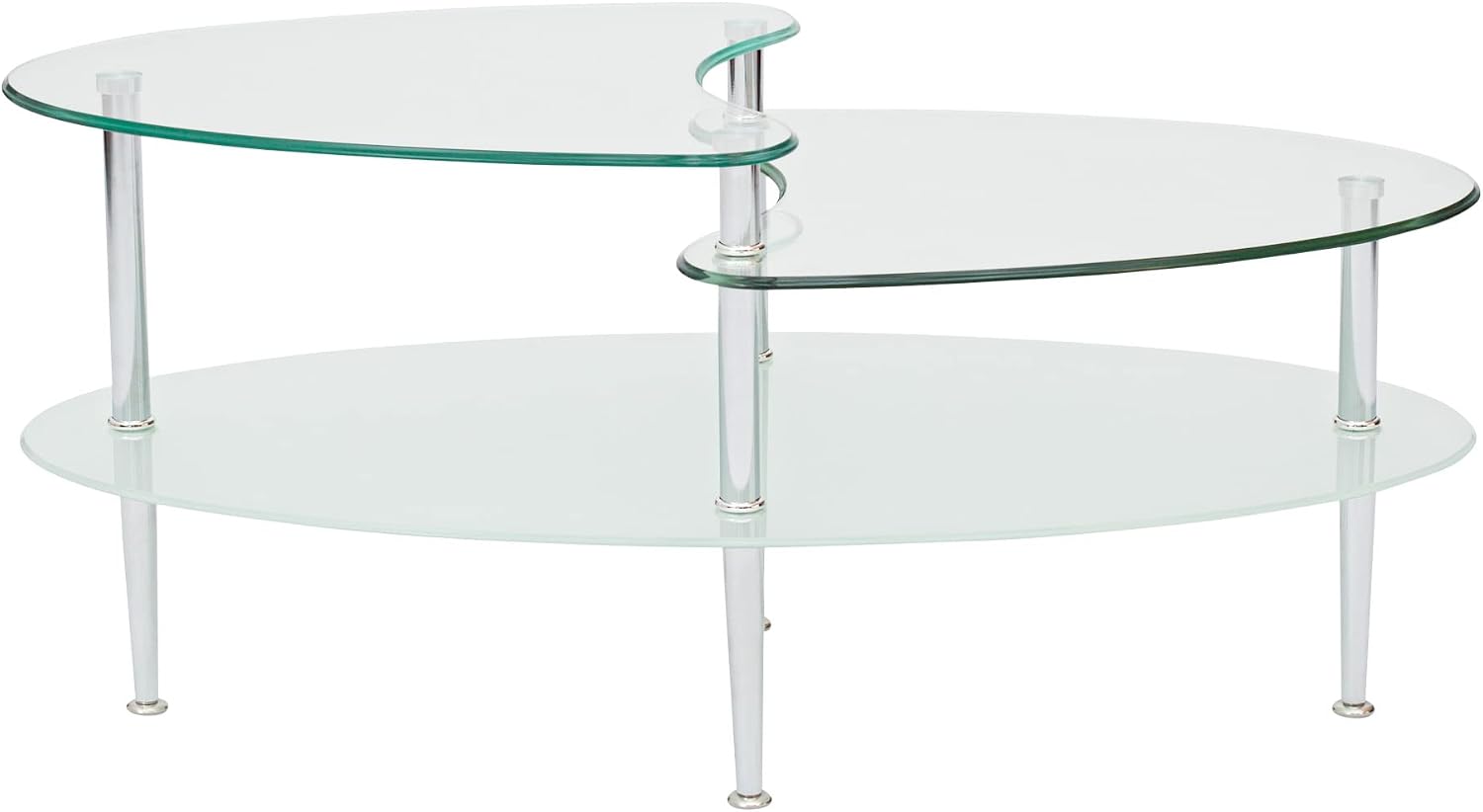Walker Edison Modern Glass Coffee Table Living Room Accent Ottoman Storage Shelf, 37 Inch, Glass