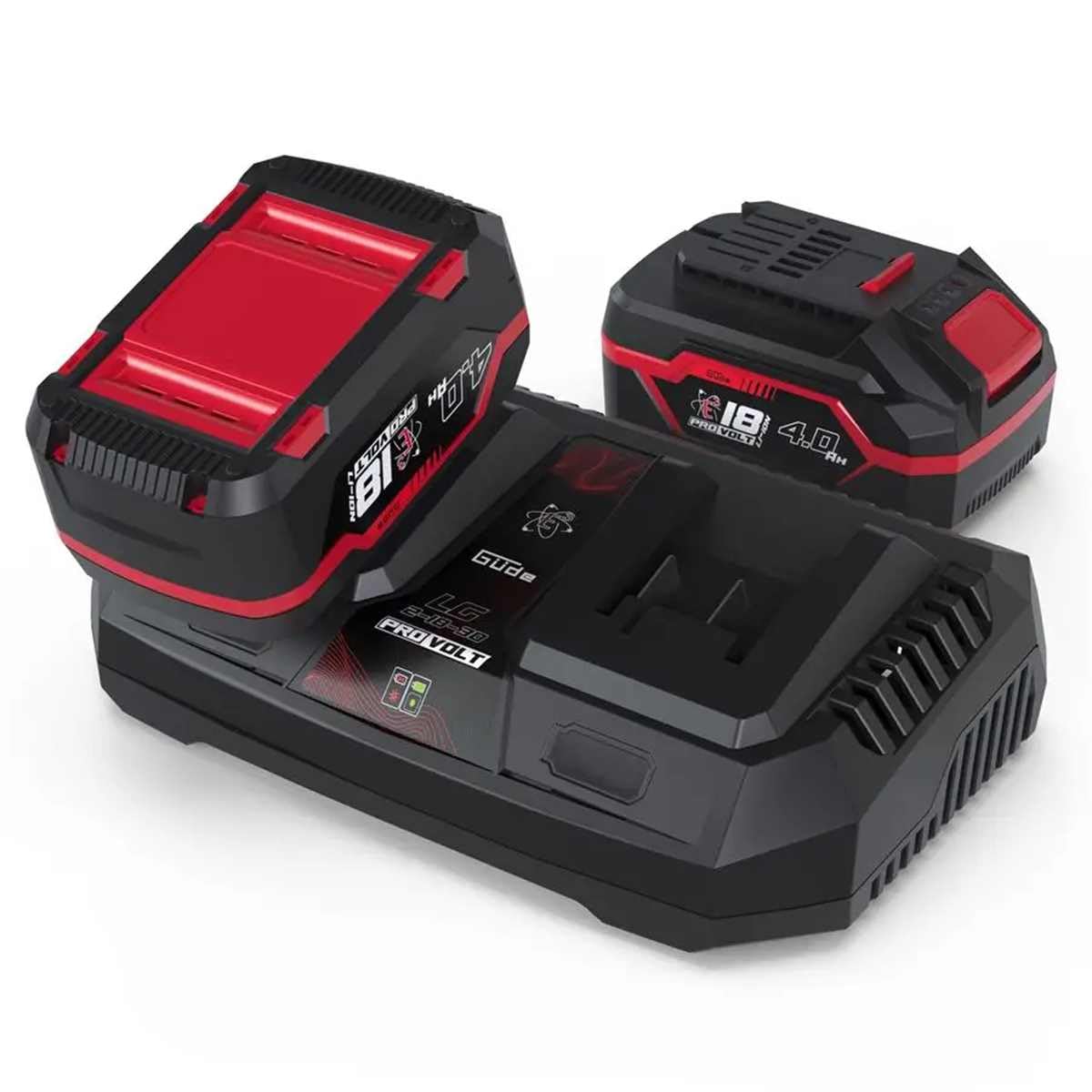 Güde Ladegerät & Akkupack Starter-Kit LGAP 2-18-3040 (18 V, 2X 4,0 Ah Akkupack und 3 A Doppelladegerät, Akkuleistung 72 Wh, Schnelladen in 96 min, passend für alle Geräte aus der 18V E³ Akkuserie)