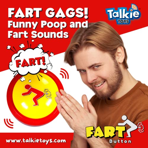 Talkie Toys Products Fart Button – Lights Up and Plays 20 Funny Fart Sounds – Hilarious Talking Toy for Fart Games, Fart Pranks, Office Humor, Stress Relief and More