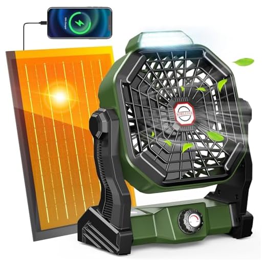 Outdoor Camping Fan with LED Lantern and Hook, Portable Fan Rechargeable, 10400mAh Battery Operated Powered Fan, Personal USB Desk Fan, Fan for Tent, Travel, Bedroom, Table, Home, Office