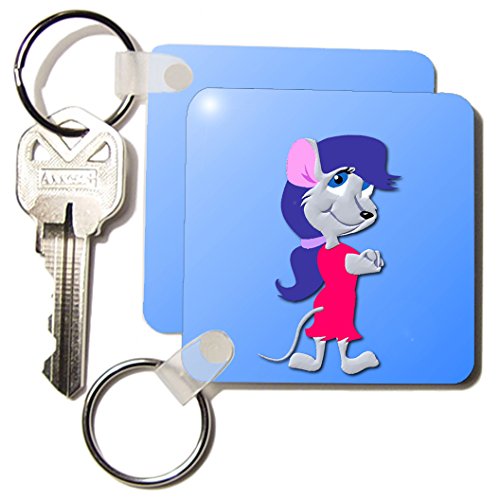 Porte-clés souris bleu 3dRose lot de 4 idées cadeaux pour vos proches