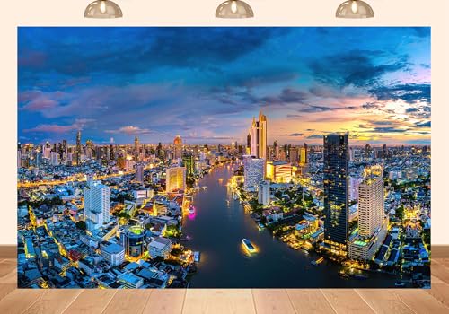 PEKRU Bangkok Skyline Backdrop 8x6ft with City Lights