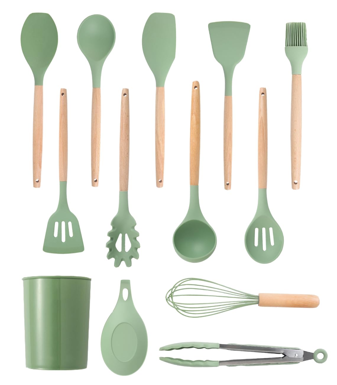 Gadgets de cuisine et cuillères en silicone avec manche bois pour robot culinaire