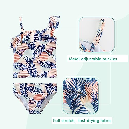 Girls Two Piece Swimsuits Hawaiian Ruffle Tankini Swimwear Bathing Suit Set3