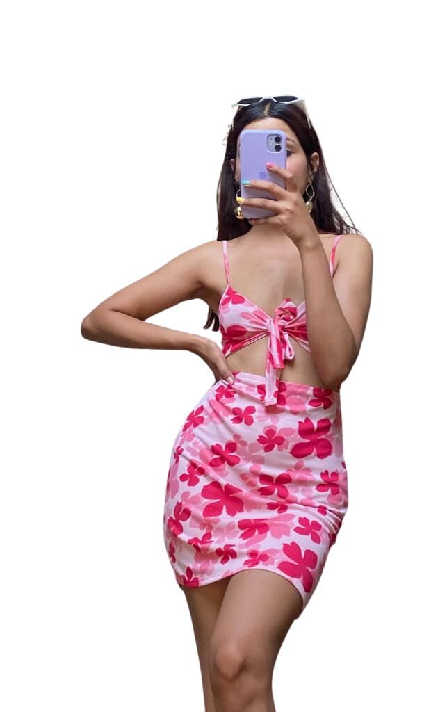 Tandul Women’s Dress Multicolor Dress with Unique Design Above Knee/Mid Thigh Length Dress, Casual, Bodycon Dress, Boost Your Style for Women & Girls (5687)