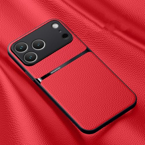 Coque cuir mat iPhone 16 Plus rouge pour un style urbain quotidien