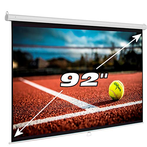 Luxscreen 手動投影スクリーン 92 インチ、パノラマ形式、白色可視領域 202 x 114cm、2.16 メートルボックス
