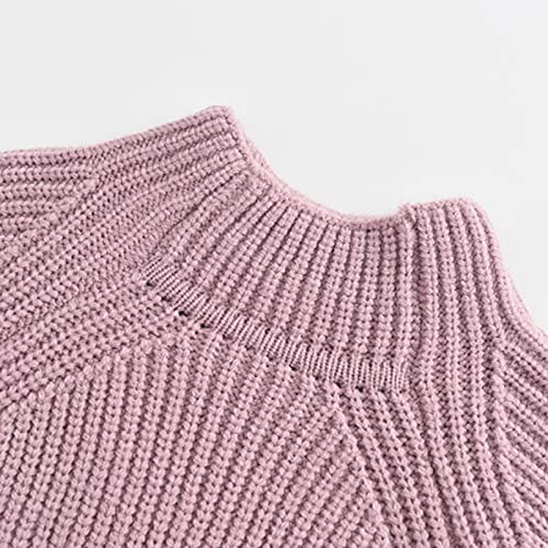 Toddler Baby Girl Knit Sweater Kids Solid Long Sleeve High Neck Pullover Shirts Tops Fall Winter Outwear Clothes (Pink,1-2T) #TOP3