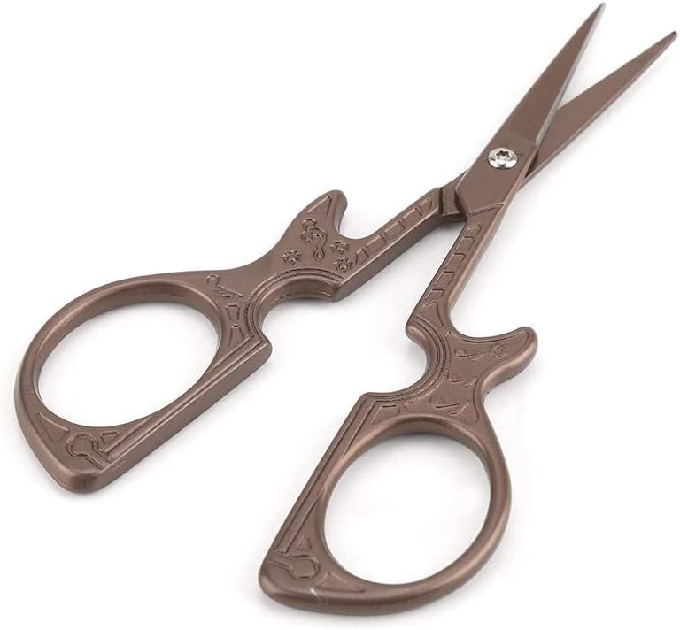 Vintage Stainless Steel Scissors,Mini Vintage Stainless Steel Sewing Scissors Classical Cutting DIY Crafts Tool (Guitar pattern scissors)